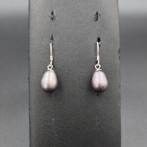 Sterling Silver Genuine Pearl Dangle Earrings A7069